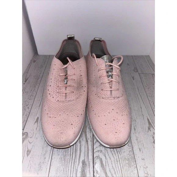 Cole Haan Women's 2 Zerogrand Knit Pink Wingtip Shoes, W10584 Sz 10B Stains - Picture 2 of 10